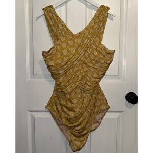 Garnet Hill Women’s PLUS Runched V Neck One Piece Size 18 Underwire